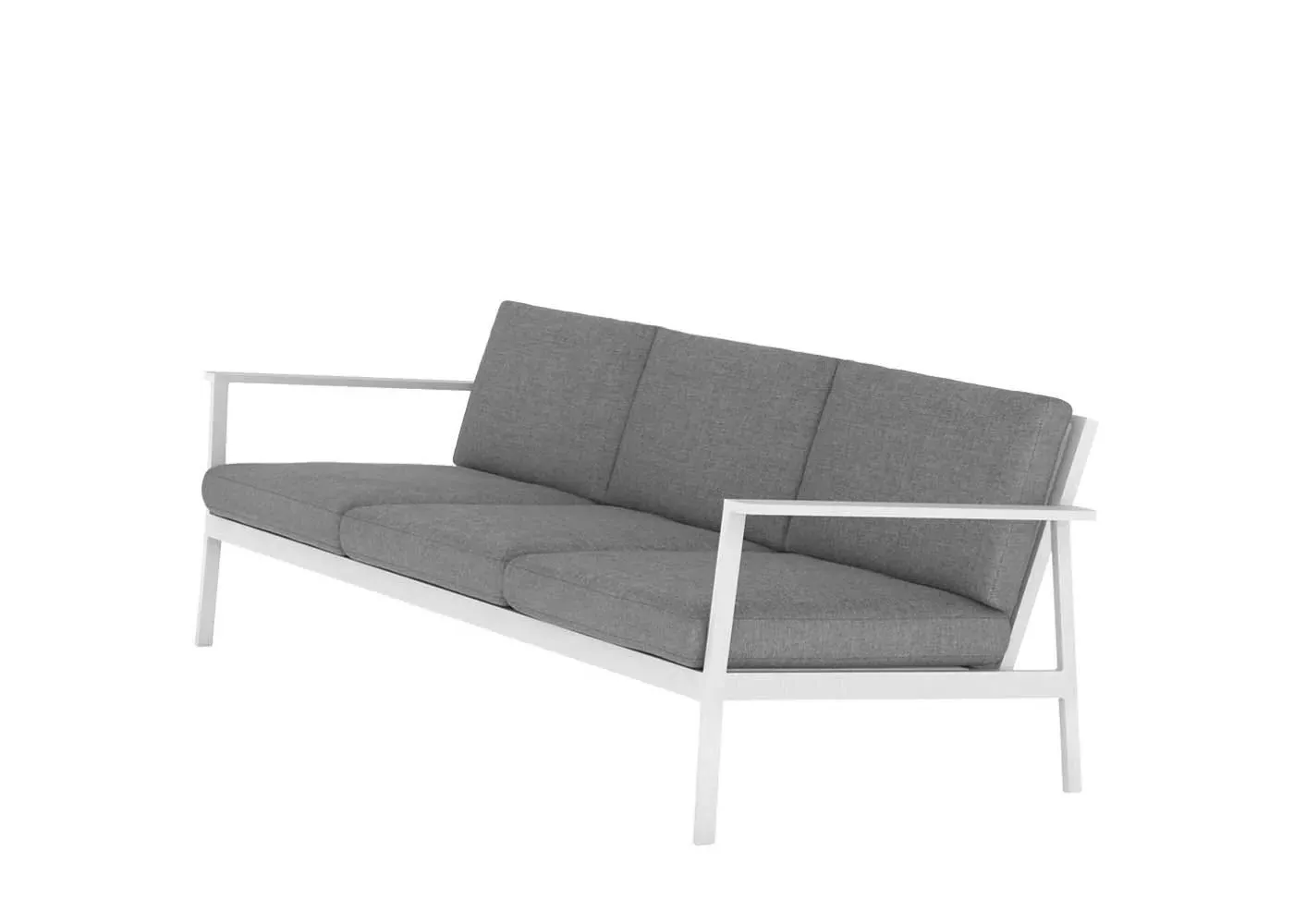 3-Seater Outdoor Sofa - White, Aluminium