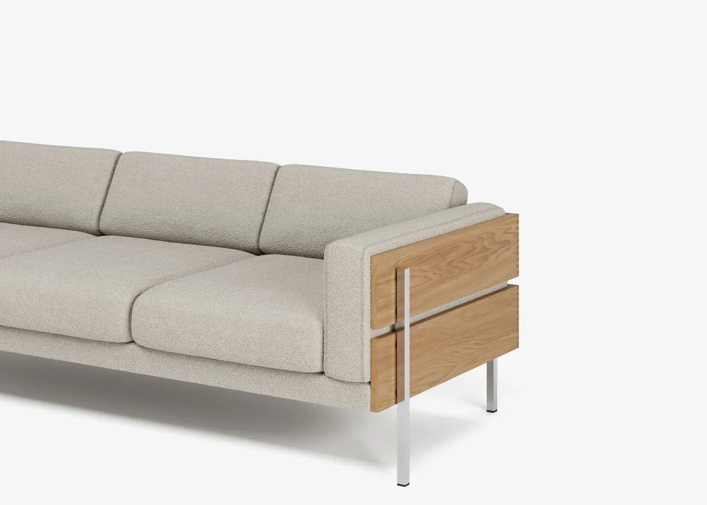 3-Seater Sofa - White, Boucle image