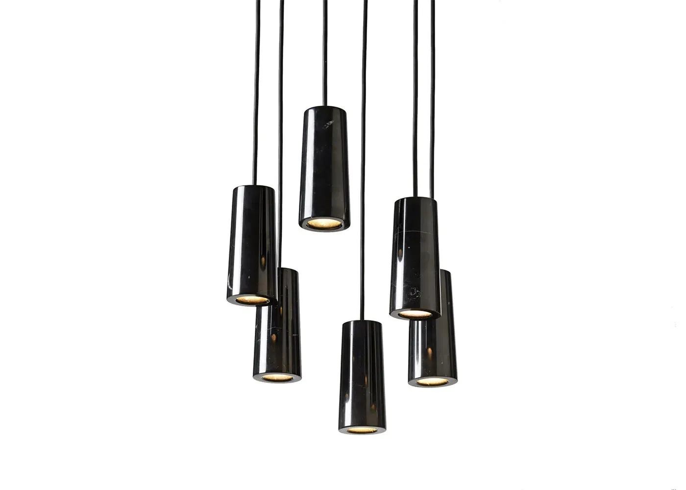 6-Light Pendant Cluster - Black, Marble image