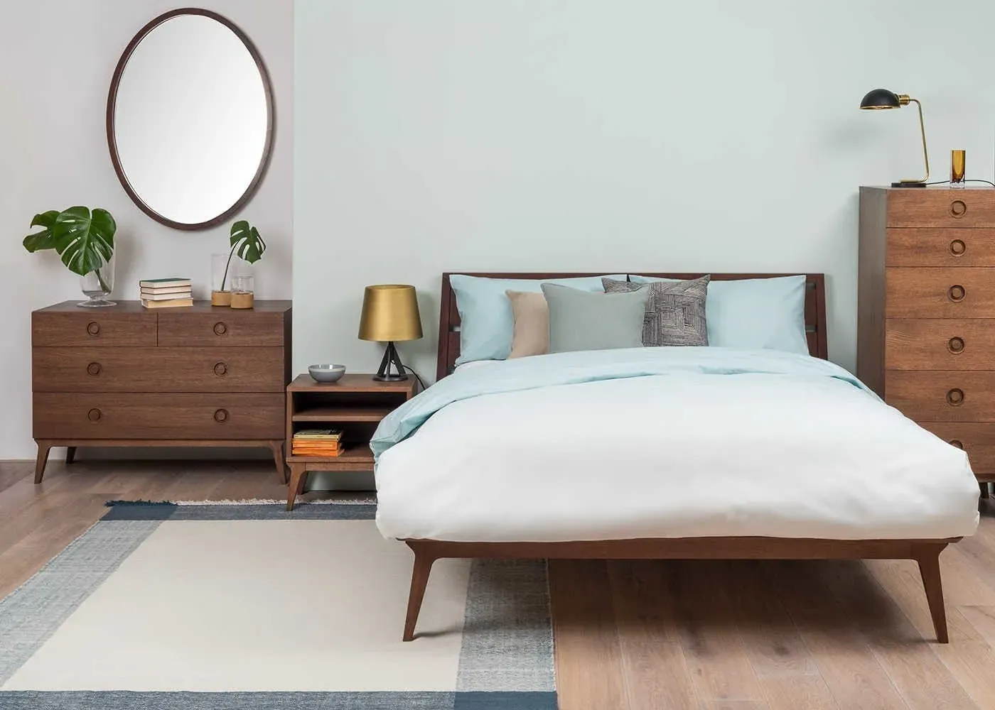Bedside Table with Tapered Legs - Walnut, Oak