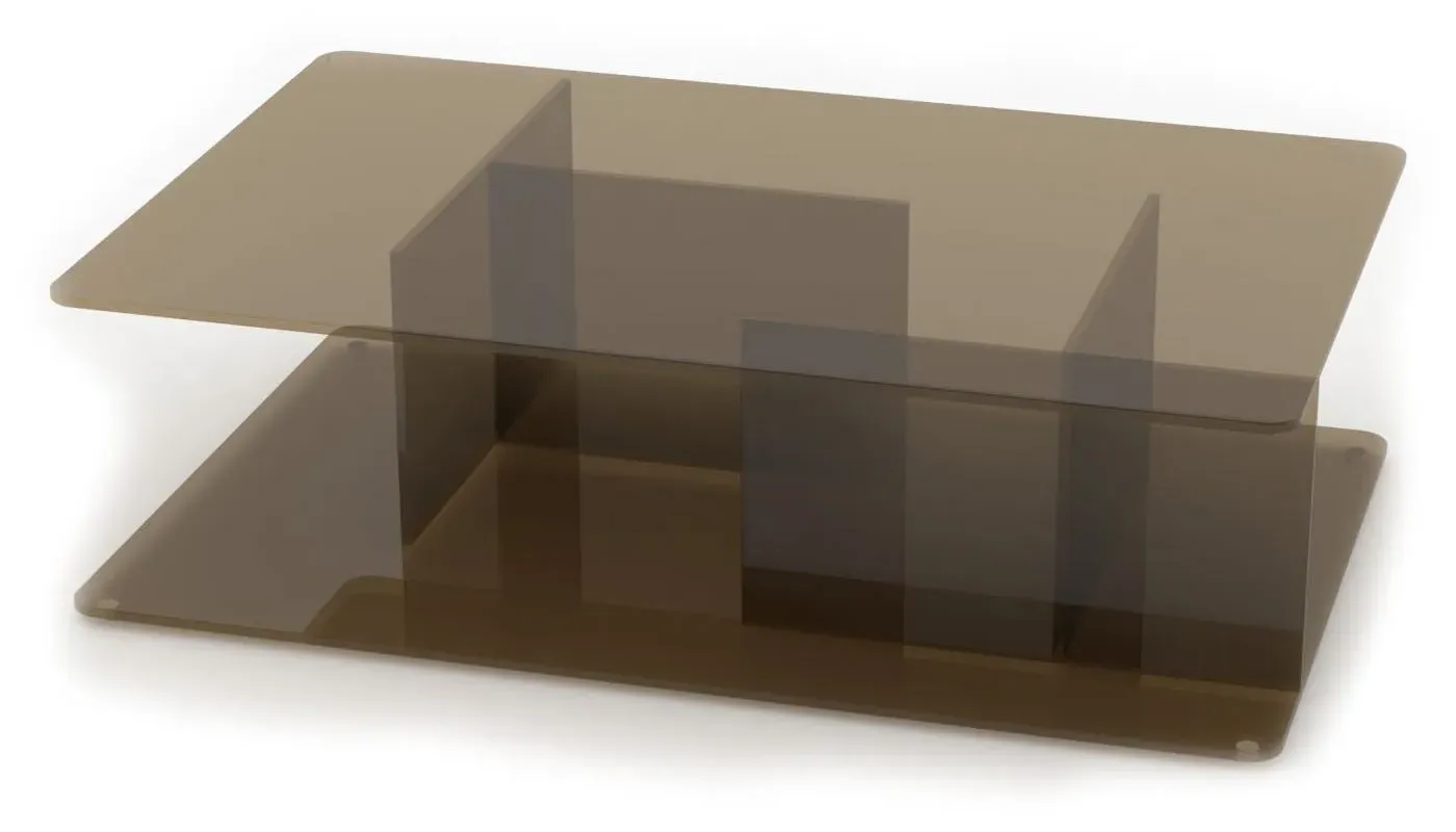 Coffee Table with Storage - Bronze, Glass image