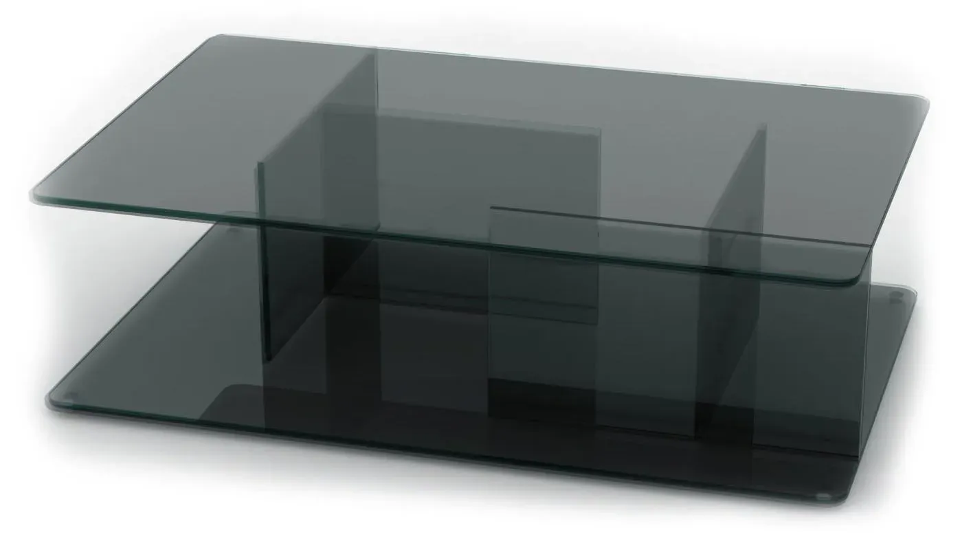 Coffee Table with Storage - Smoke, Glass