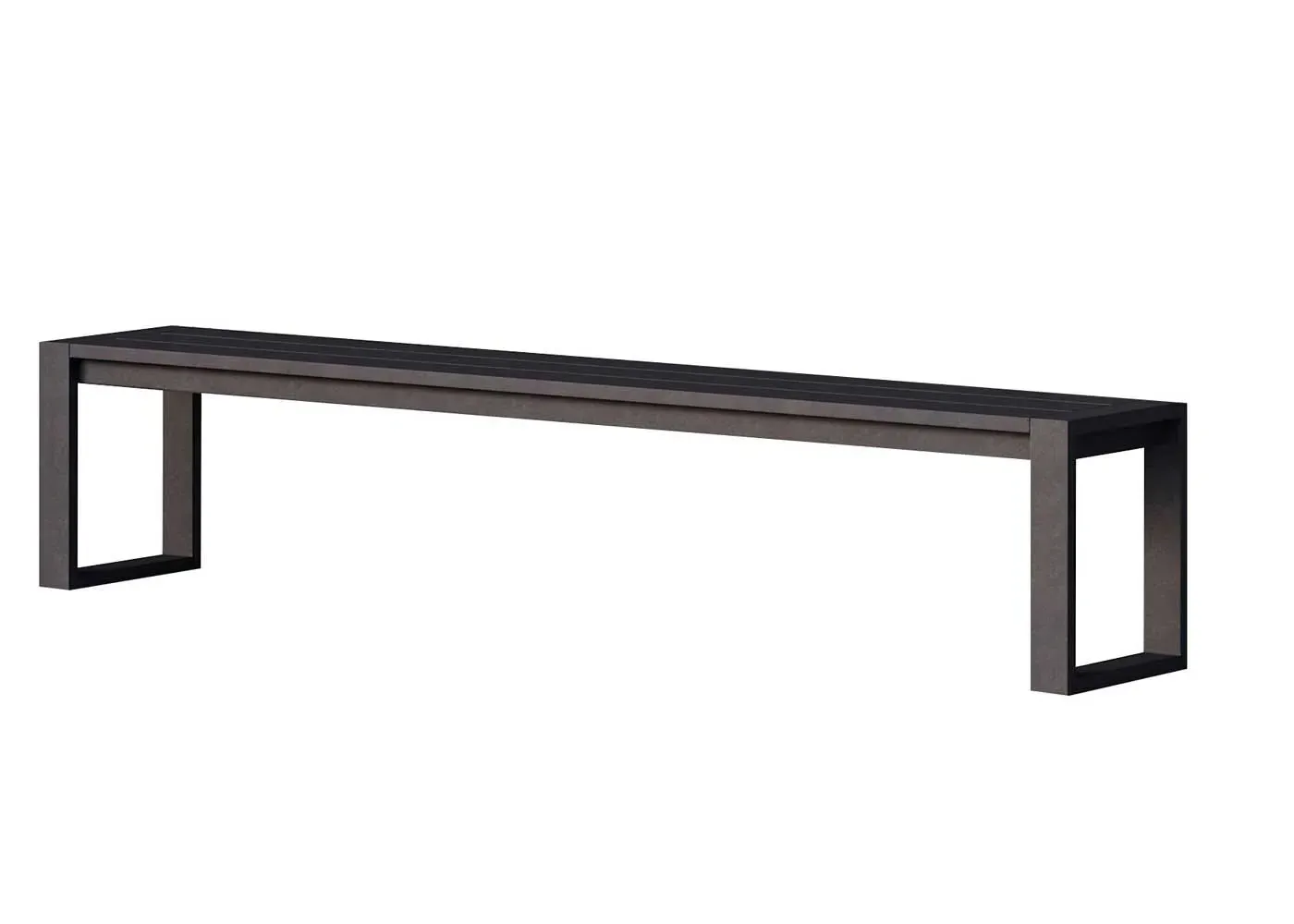 Communal Outdoor Bench - Black, Aluminium image