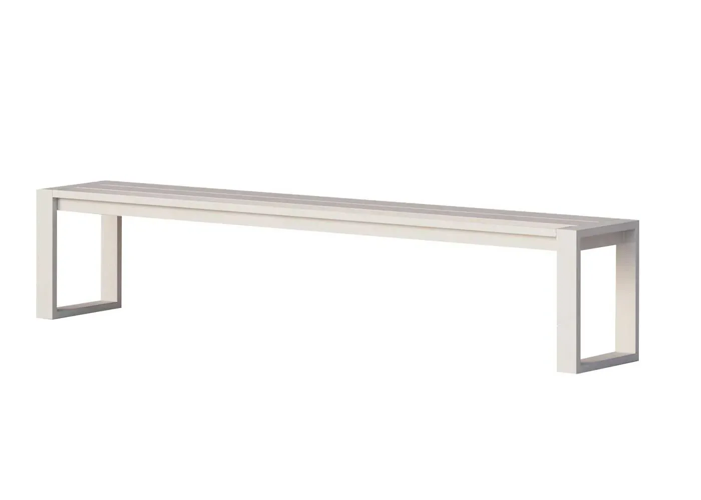 Communal Outdoor Bench - White, Aluminium