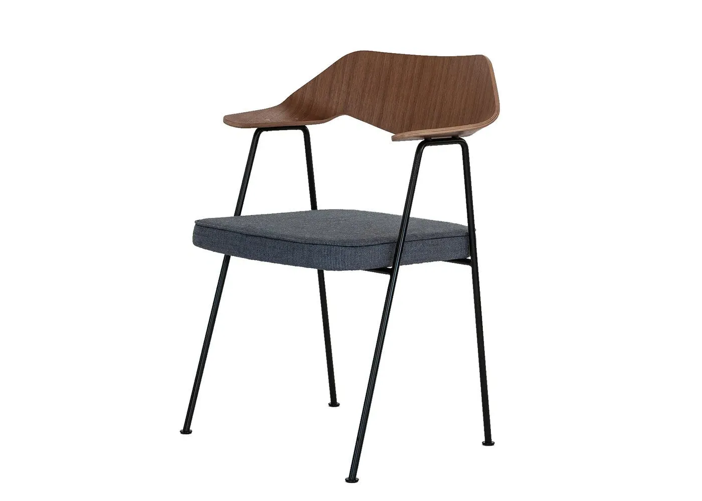 Dining Chair with Black Legs - Grey, Walnut