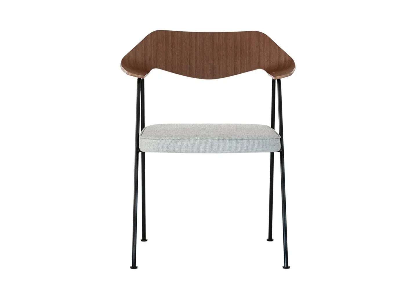 Dining Chair with Black Legs - Grey, Walnut