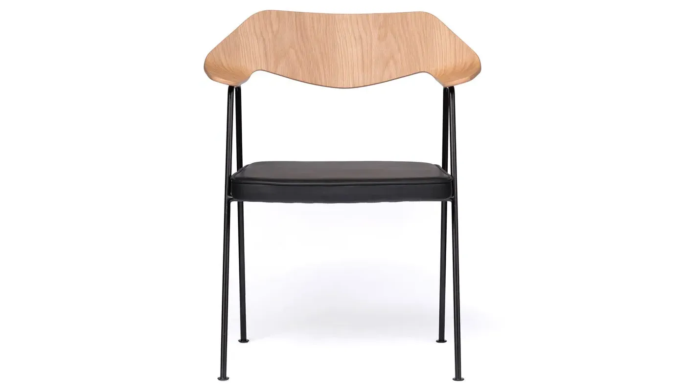 Dining Chair with Black Legs - Oak
