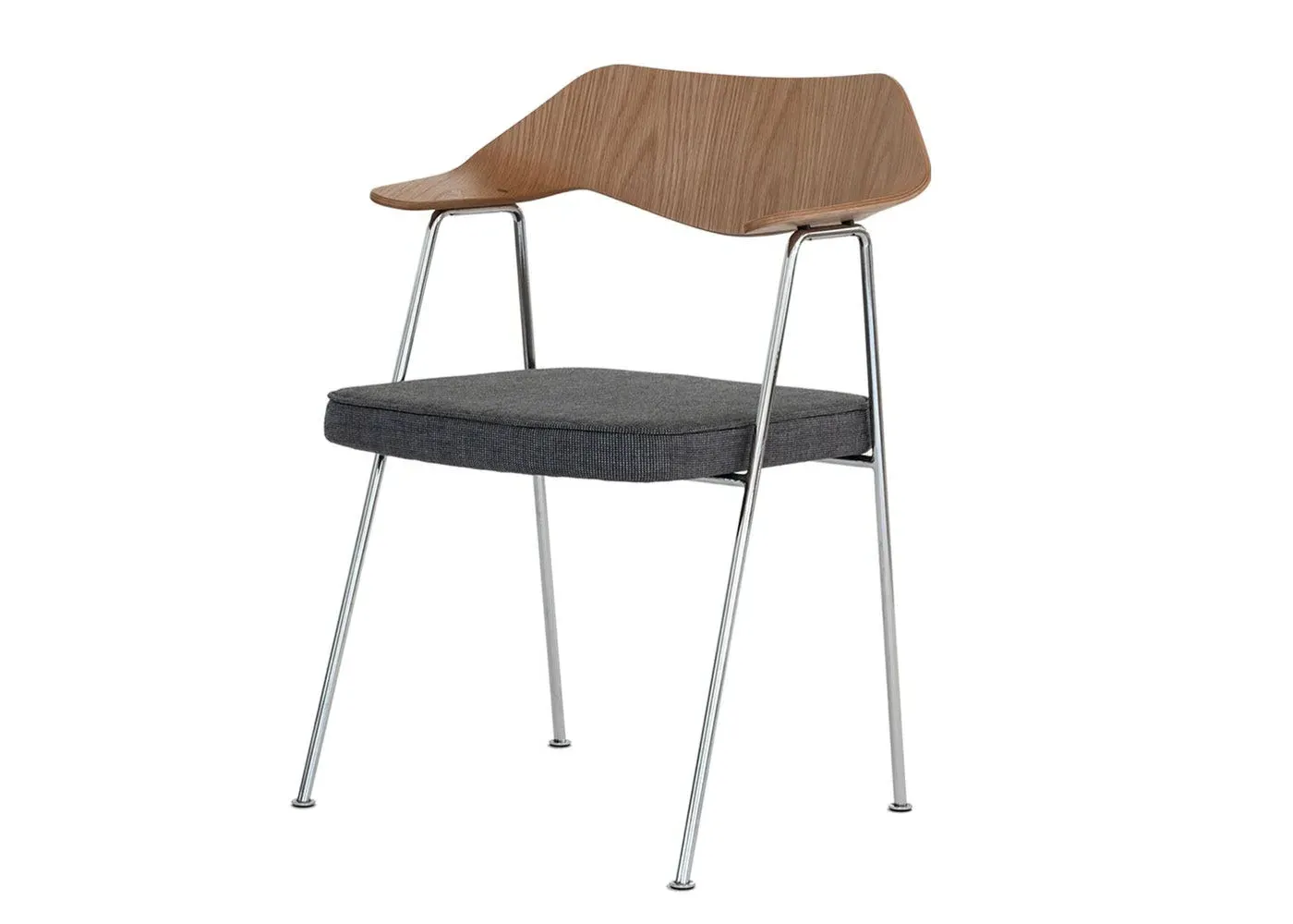 Dining Chair with Chrome Legs - Grey, Oak
