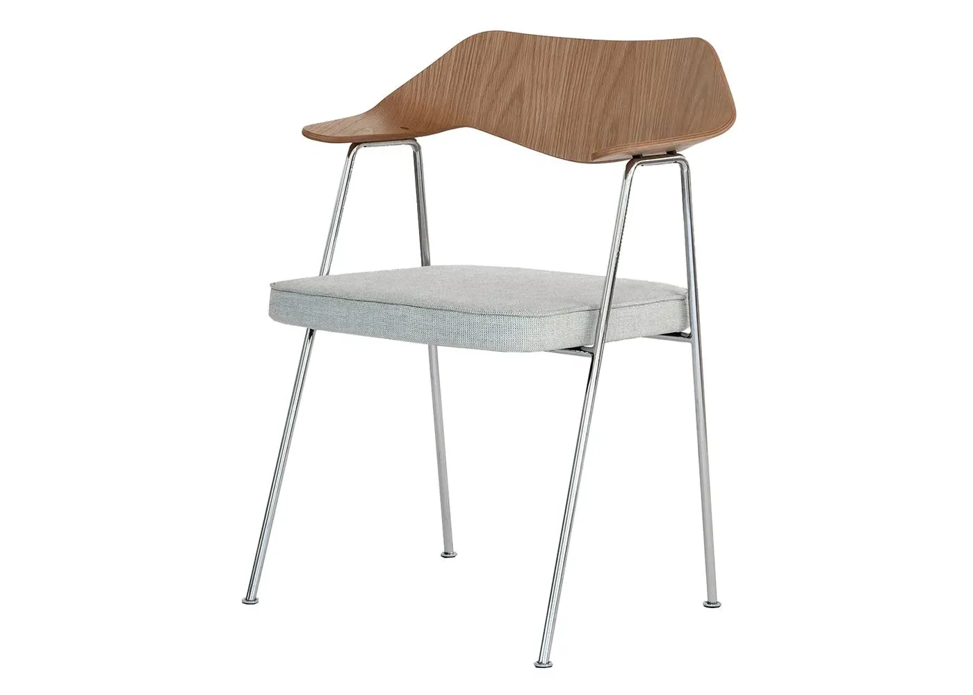 Dining Chair with Chrome Legs - Grey, Oak