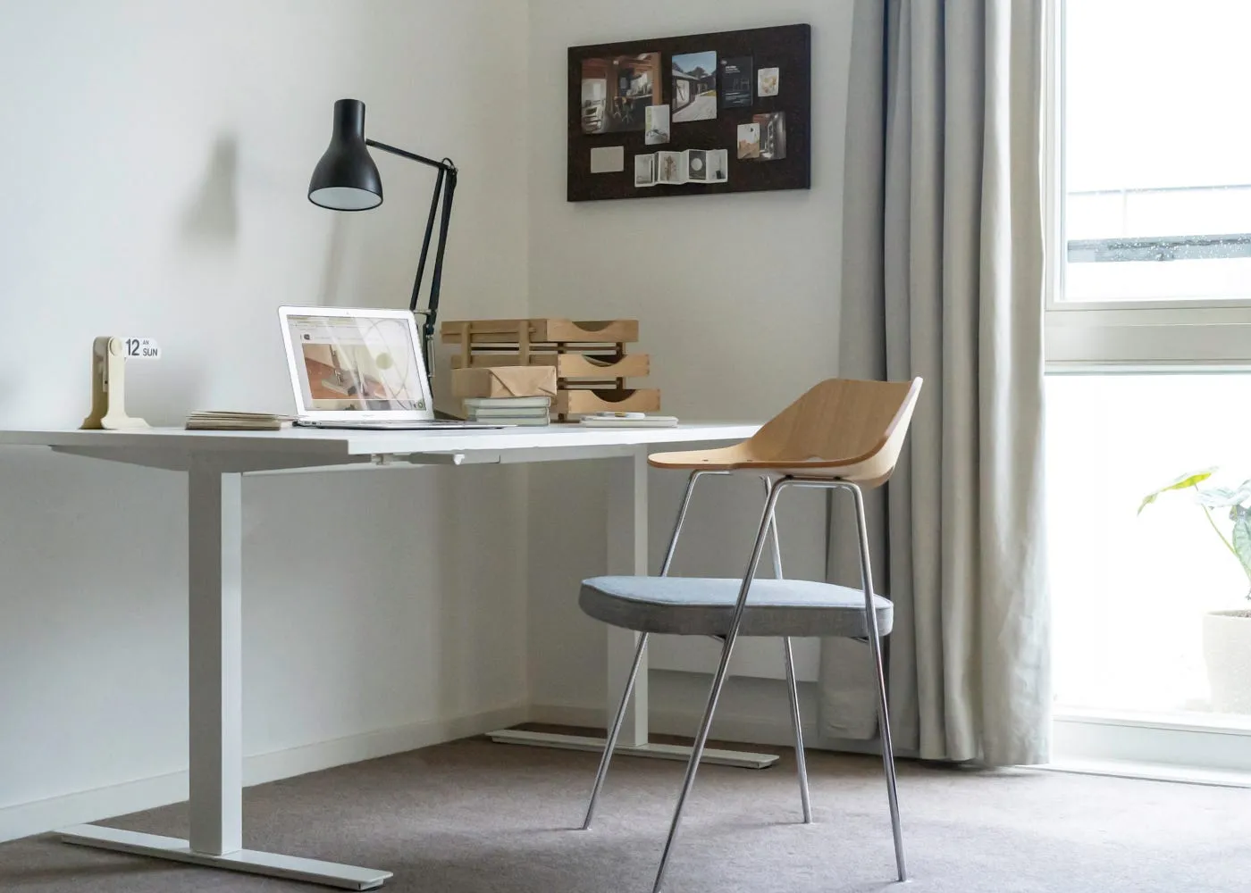 Dining Chair with Chrome Legs - Grey, Walnut