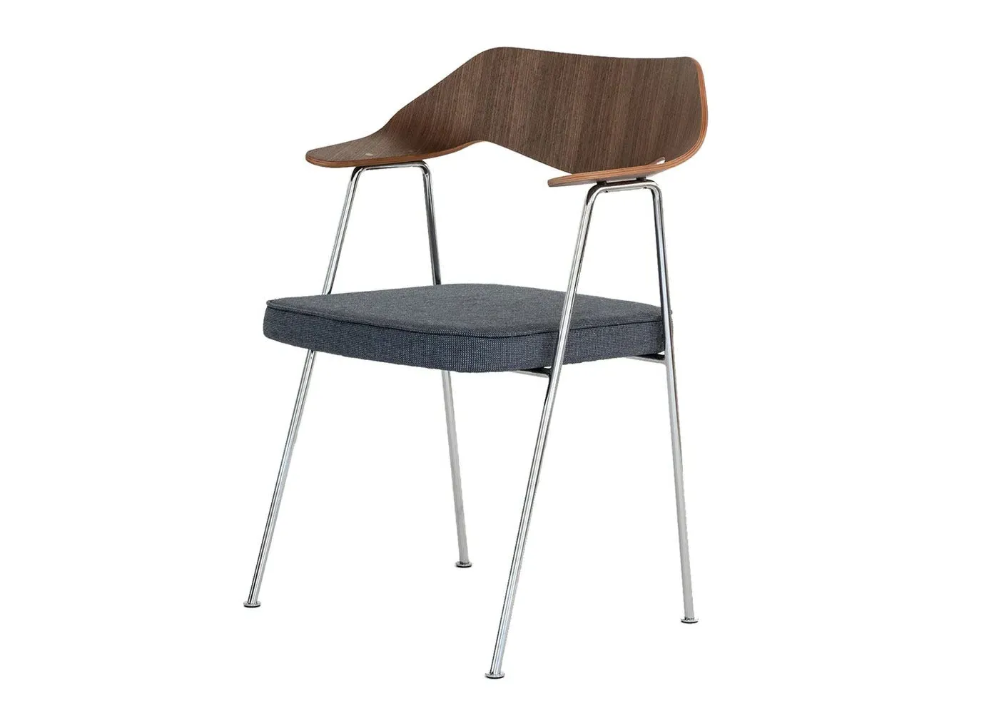 Dining Chair with Chrome Legs - Grey, Walnut