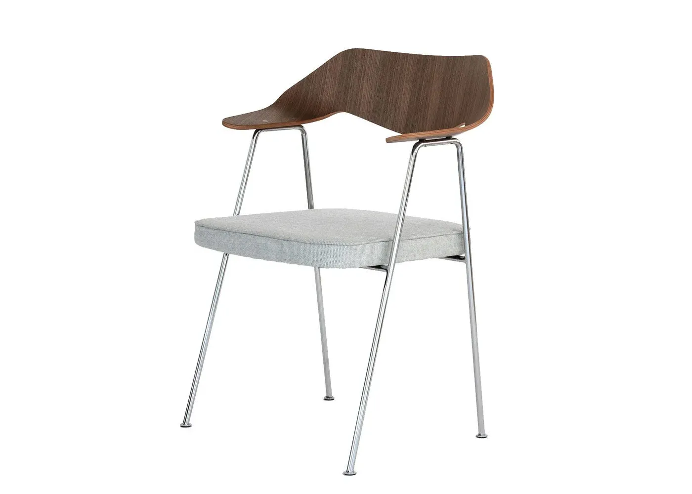 Dining Chair with Chrome Legs - Grey, Walnut