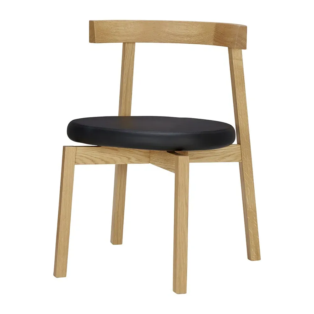 Dining Chair with Leather Cushion - Oak image