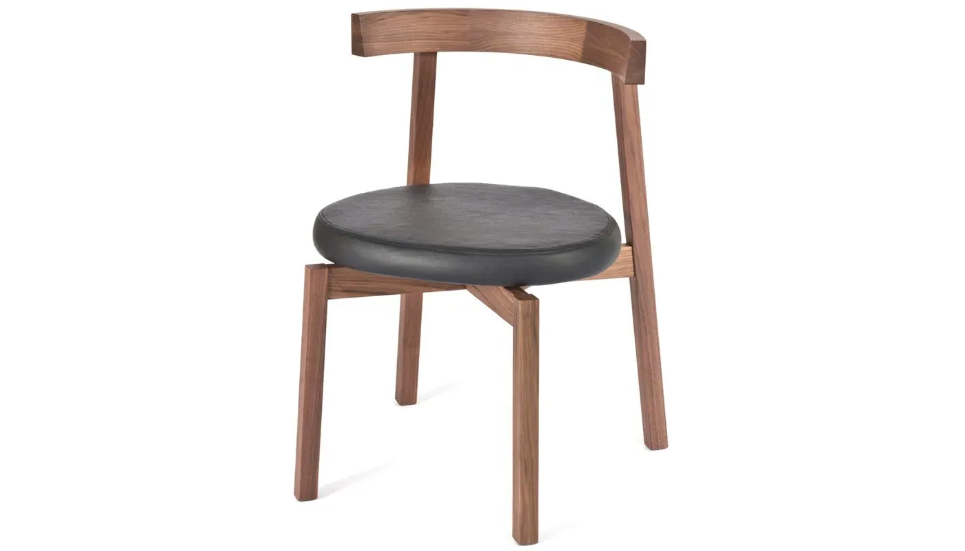 Dining Chair with Leather Cushion - Walnut