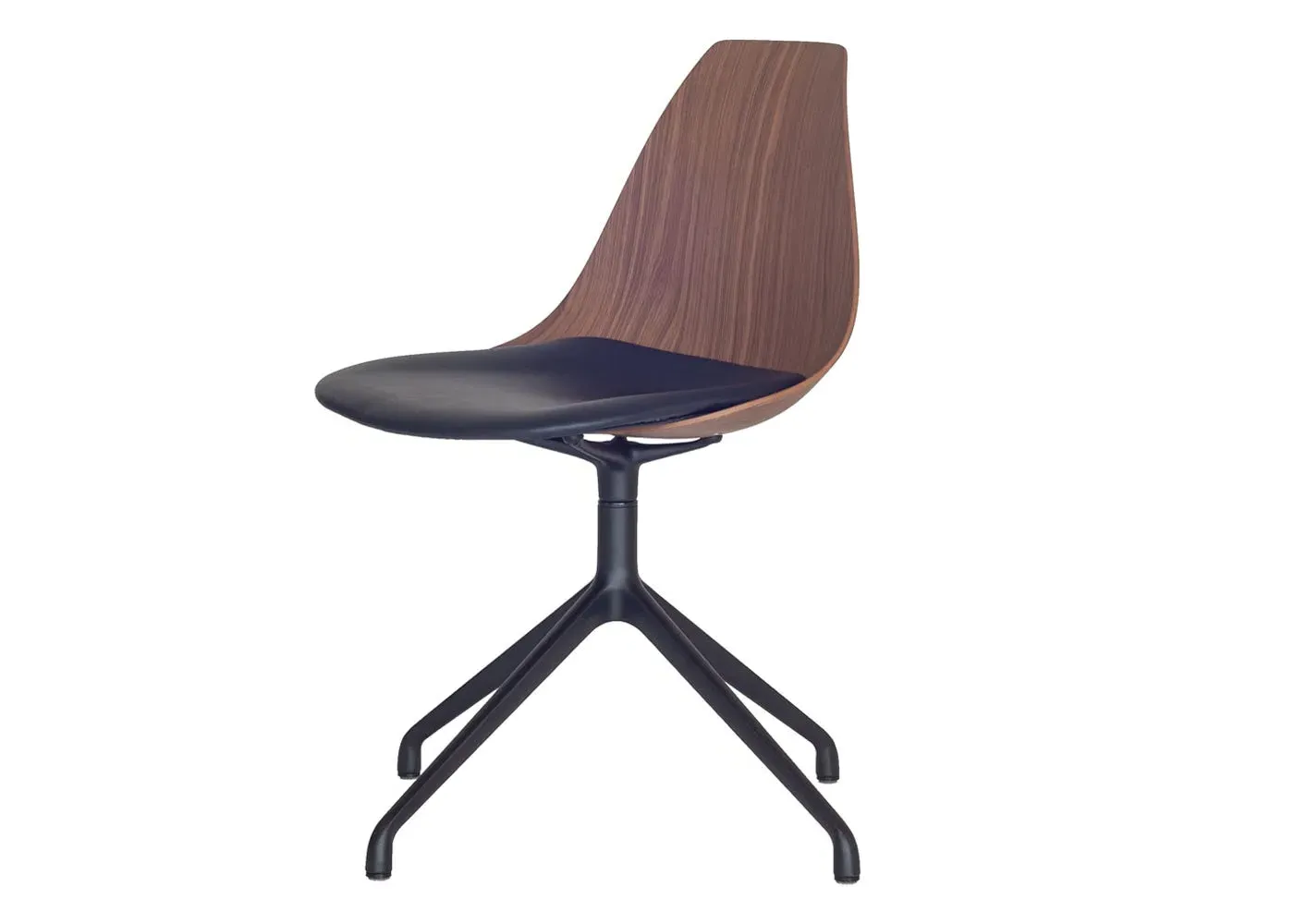 Dining Chair with Leather Seat - Black, Walnut image