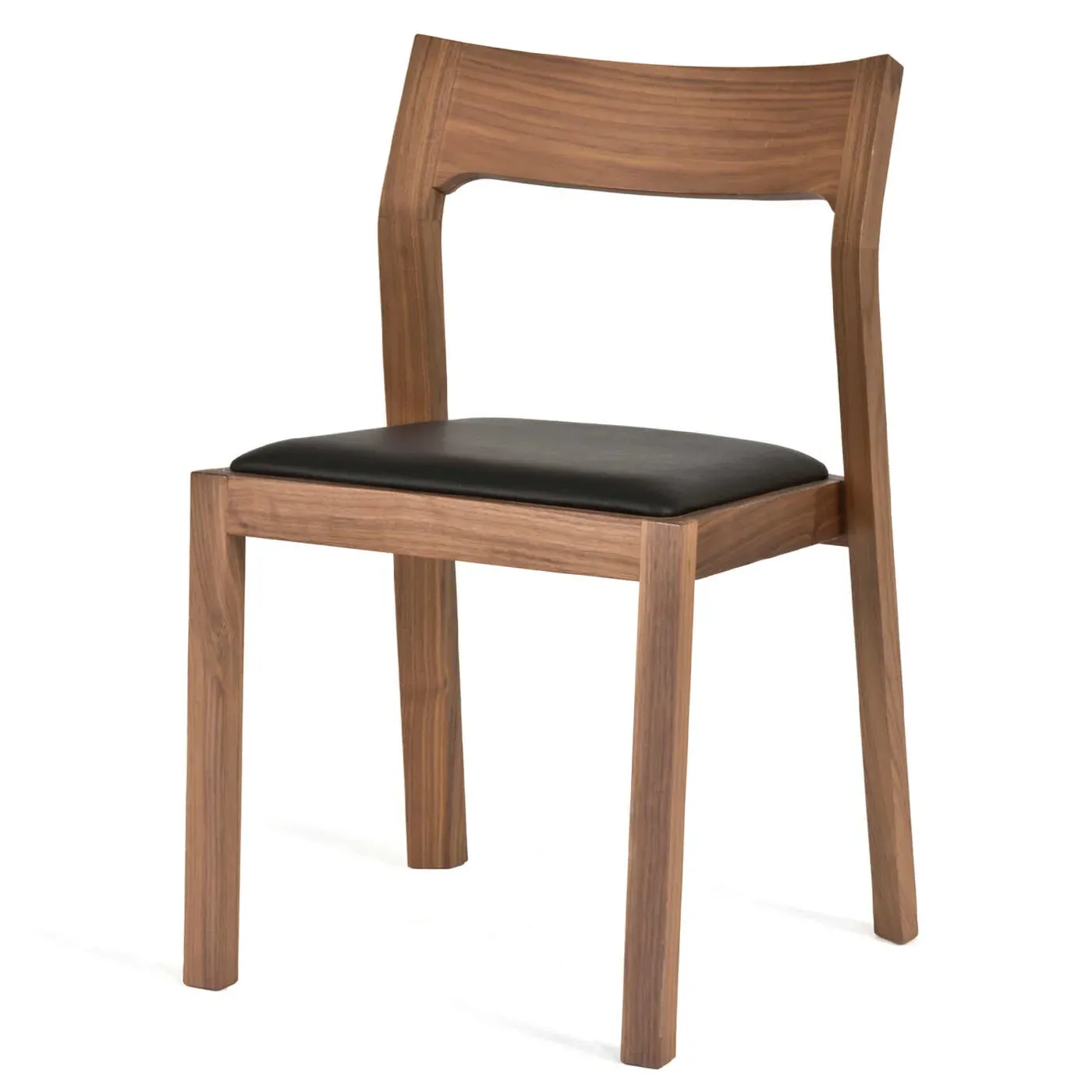 Dining Chair with Leather Seat - Black, Walnut