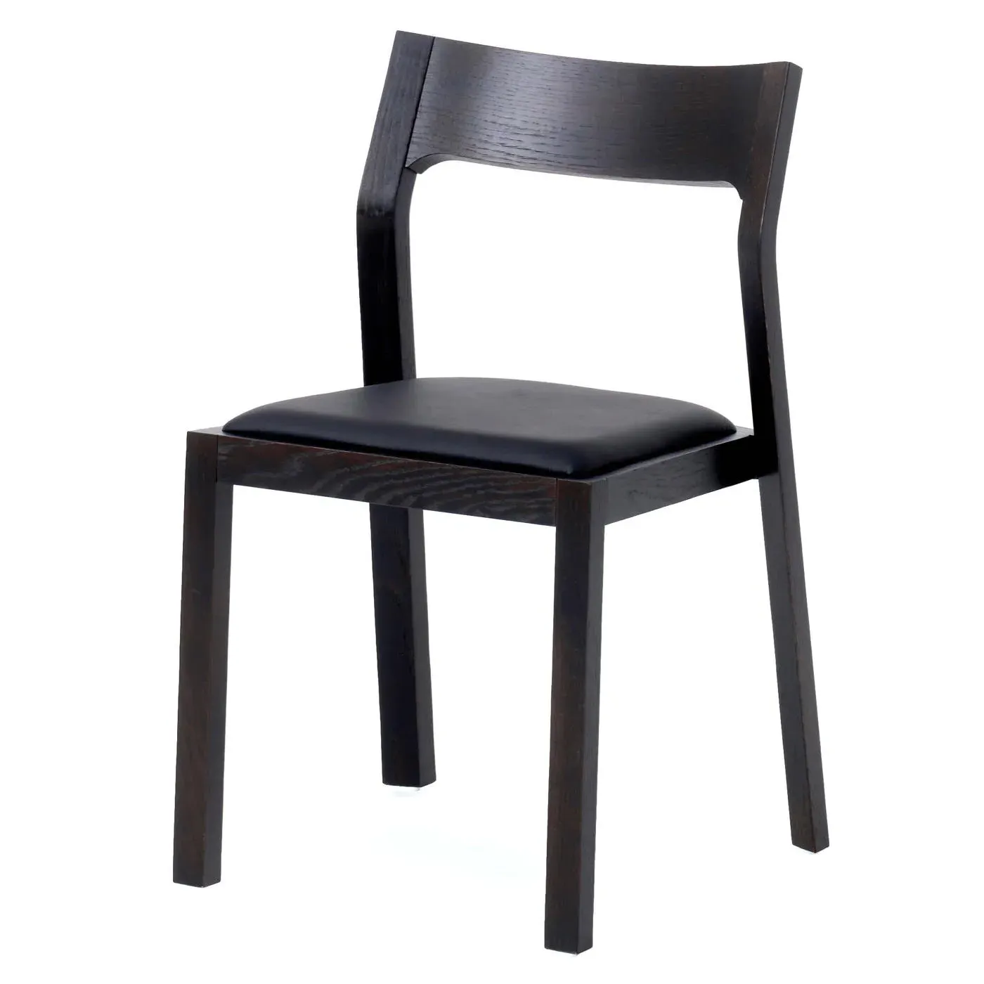 Dining Chair with Leather Seat - Black, Wood