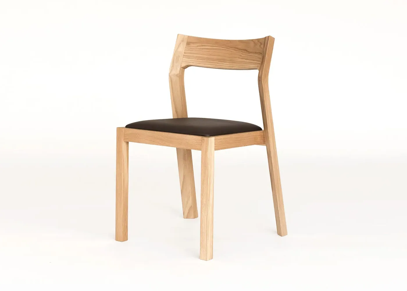 Dining Chair with Leather Seat - Oak, Wood