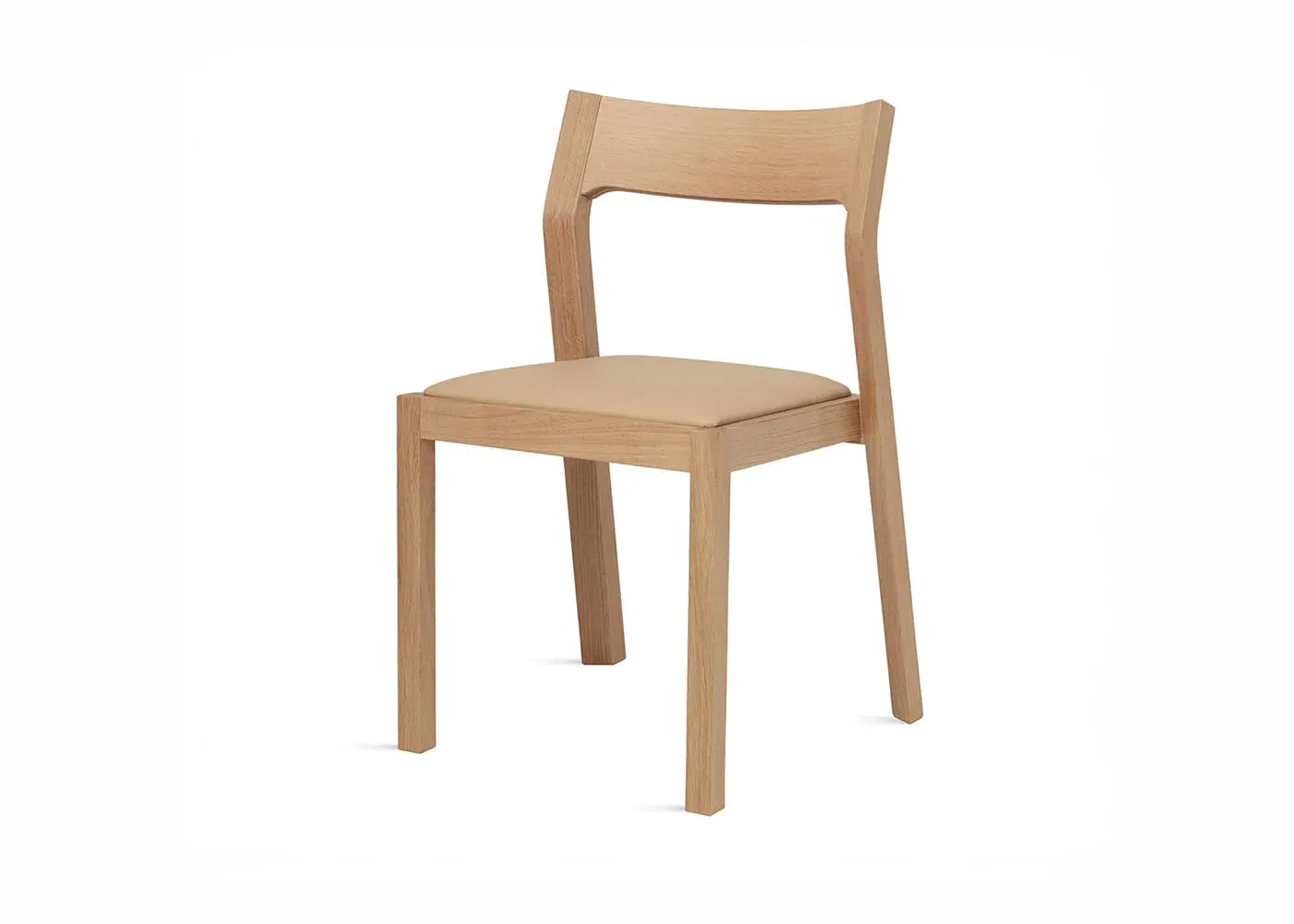 Dining Chair with Leather Seat - Oak, Wood