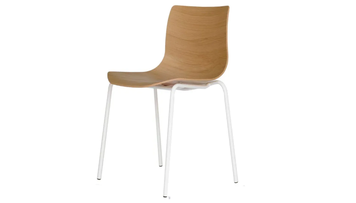 Dining Chair with Tubular Base - Oak, Veneer image