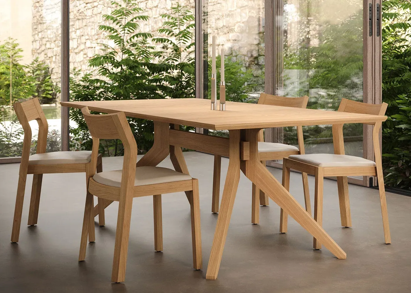 Fixed Dining Table - Black Stain, Wood Veneer