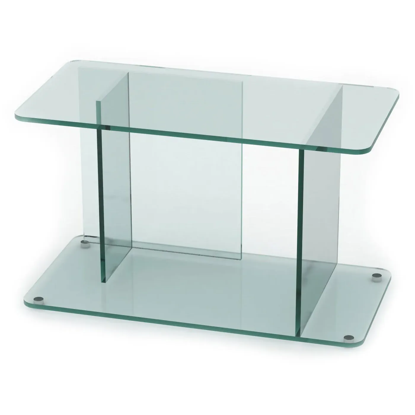 Large Side Table with Storage - Clear, Glass