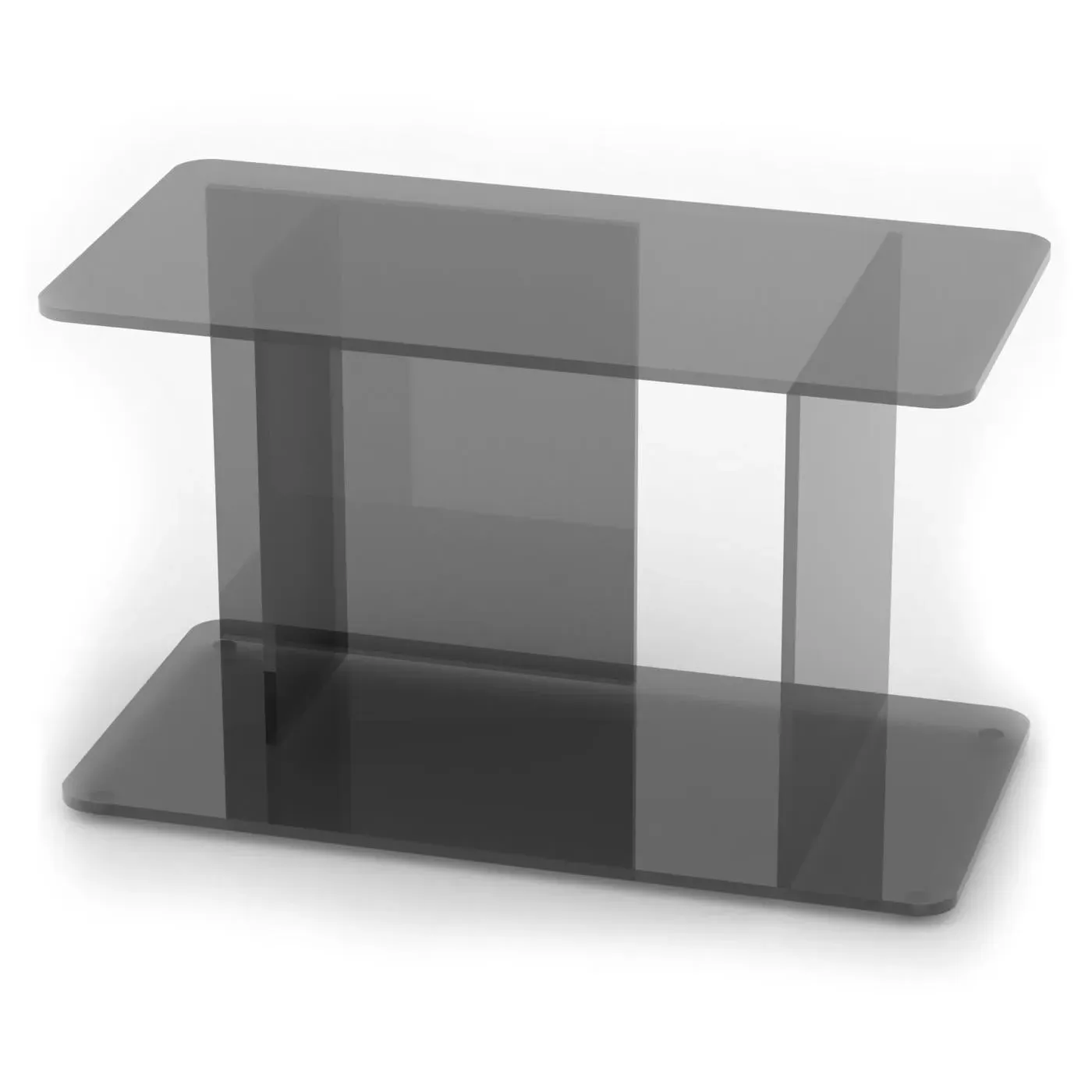 Large Side Table with Storage - Smoke, Glass