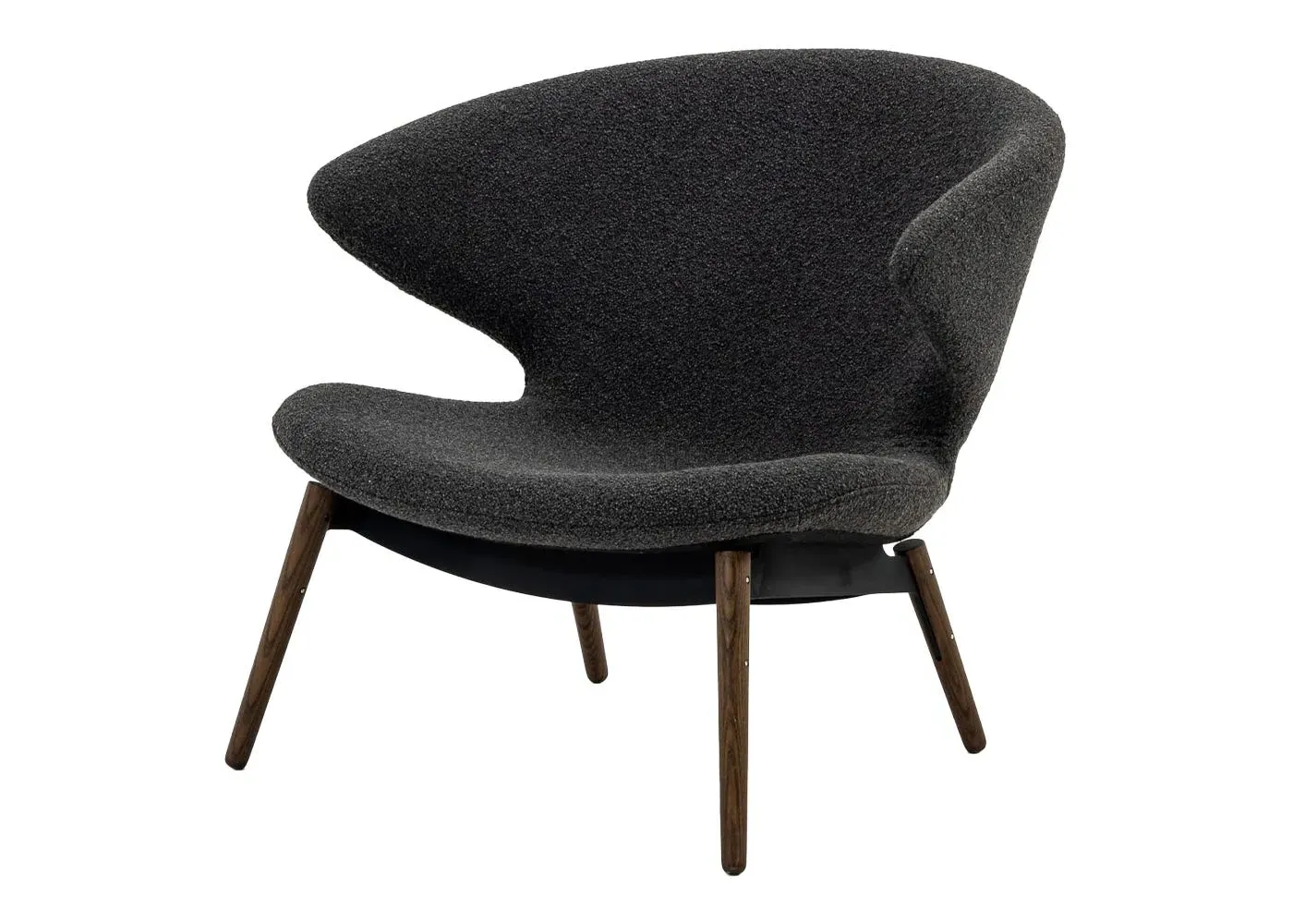 Lounge Chair with Walnut Frame - Grey, Boucle