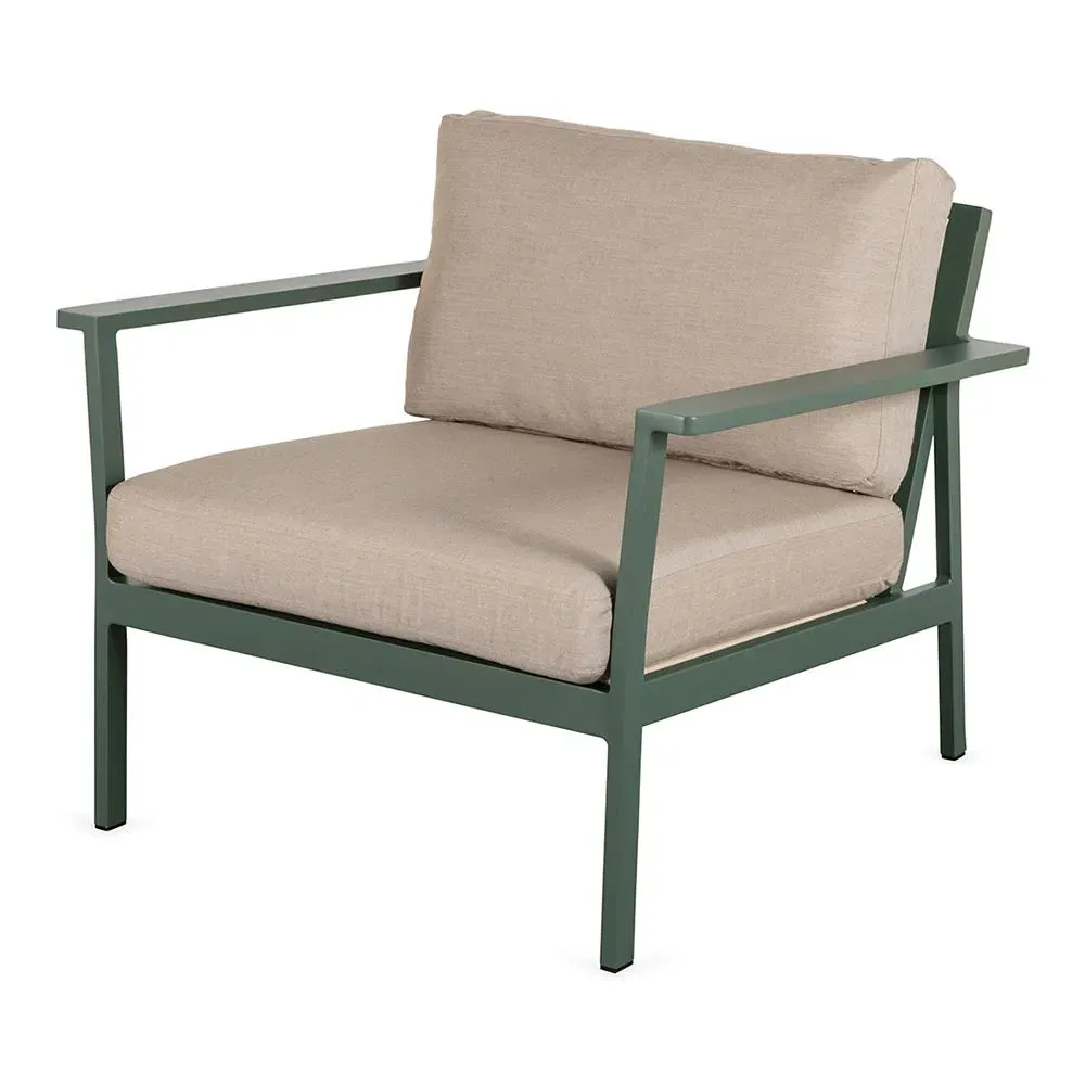 Outdoor Armchair with Cushions - Green, Aluminium