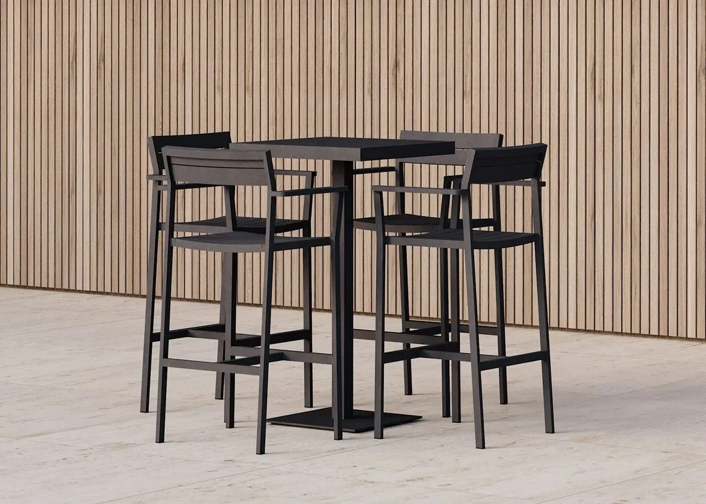 Outdoor Bar Stool - Black, Aluminium