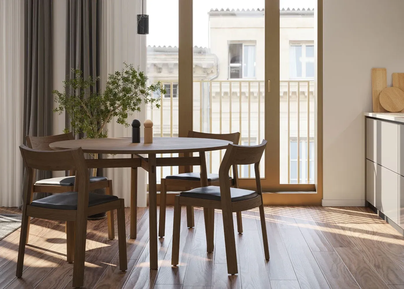 Round Dining Table - Black, Wood