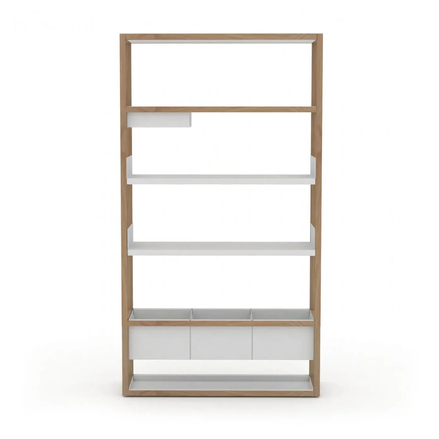 Short Shelving Unit with Boxes - Light Wood
