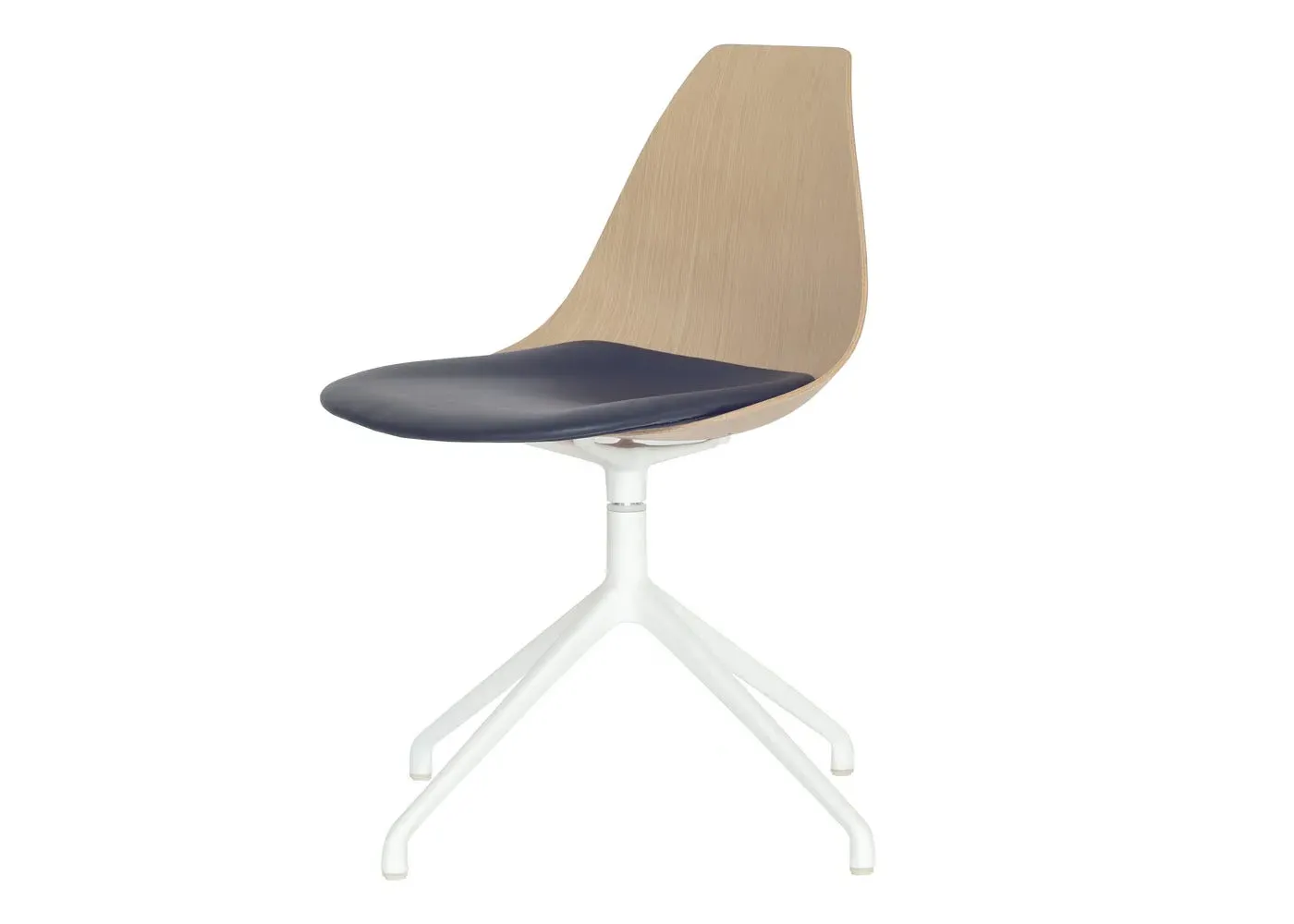 Swivel Chair with Leather Seat - Black, Oak image