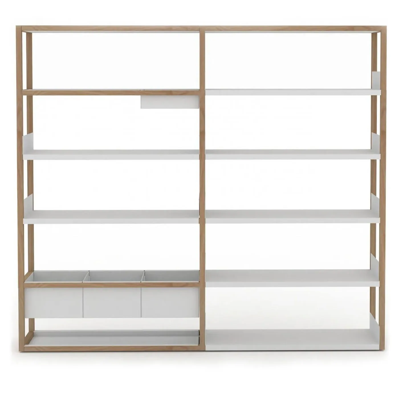 Tall Shelving Unit with Right Boxes - Light Wood