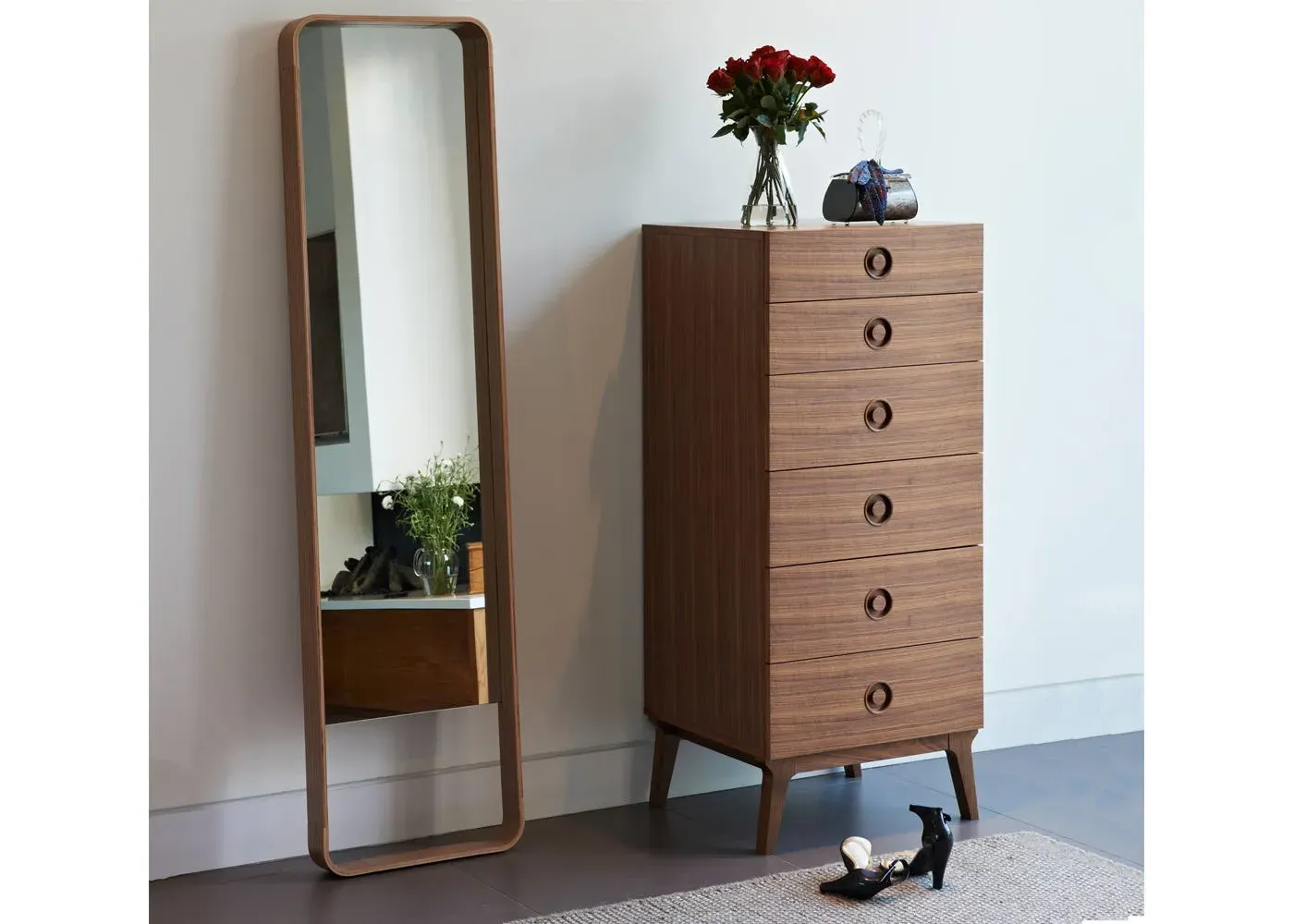 Tallboy Chest with Tapered Legs - Oak, Wood
