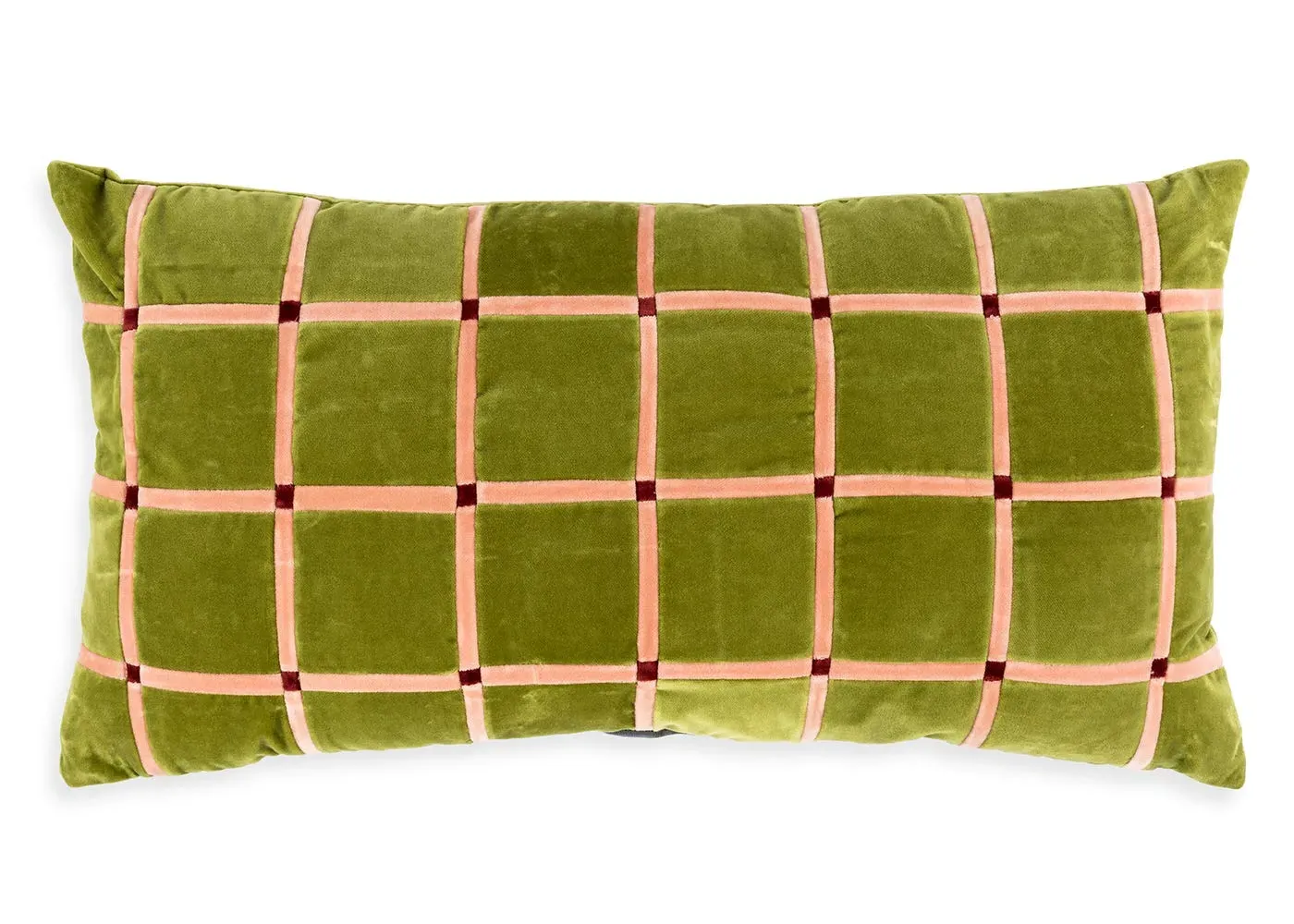 Rectangular Cushion with Leaves - Green, Velvet image