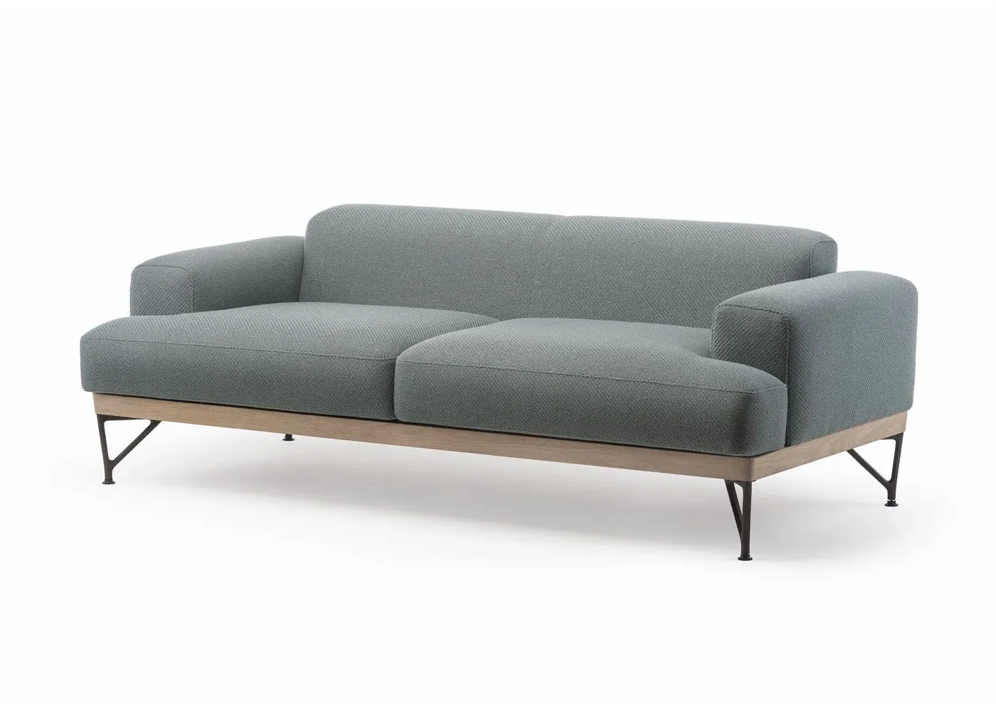 2-Seater Sofa with Wide Arms - Teal, Fabric