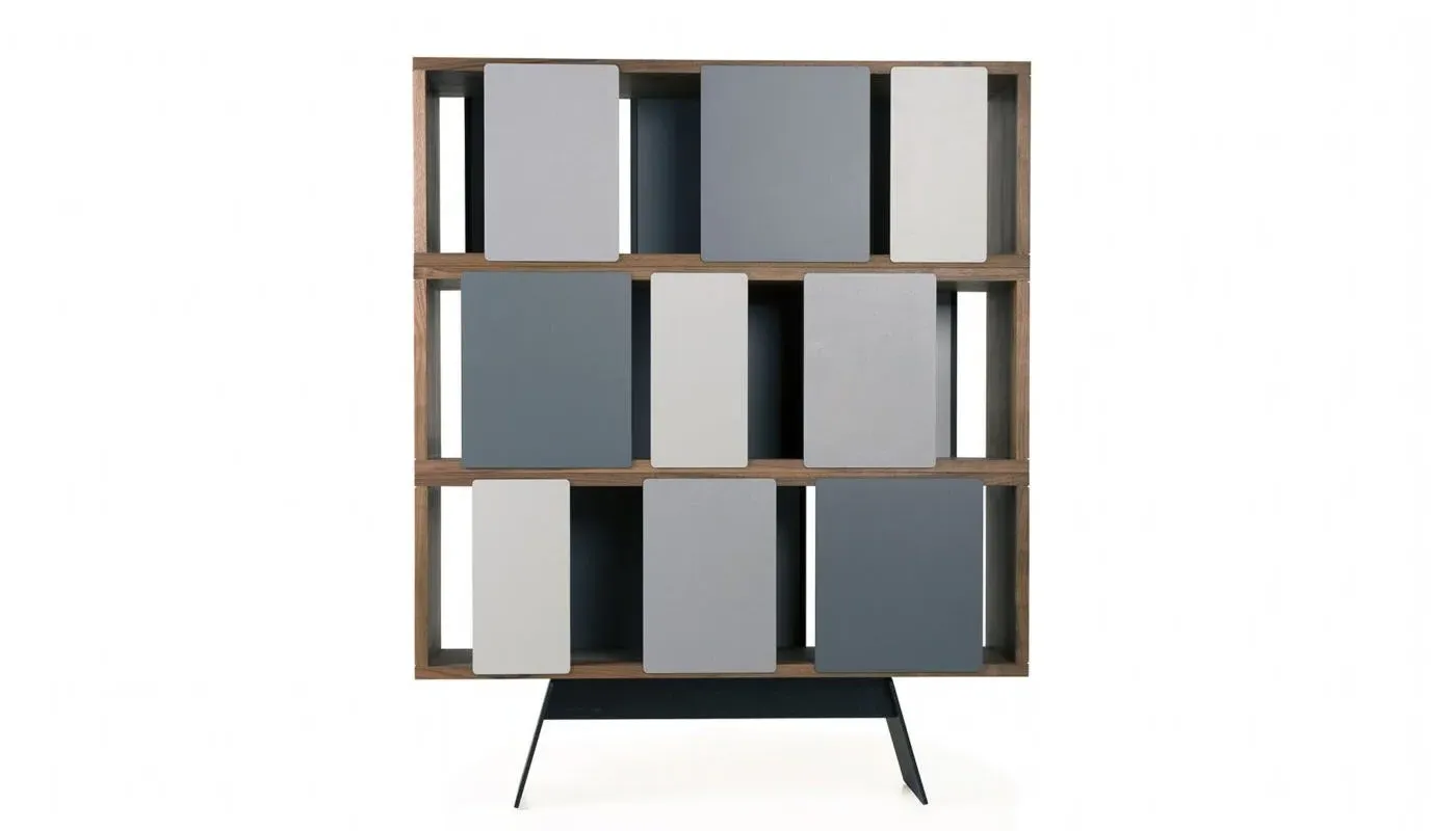 3-Tier Storage Cabinet with Sliding Panels - Walnut