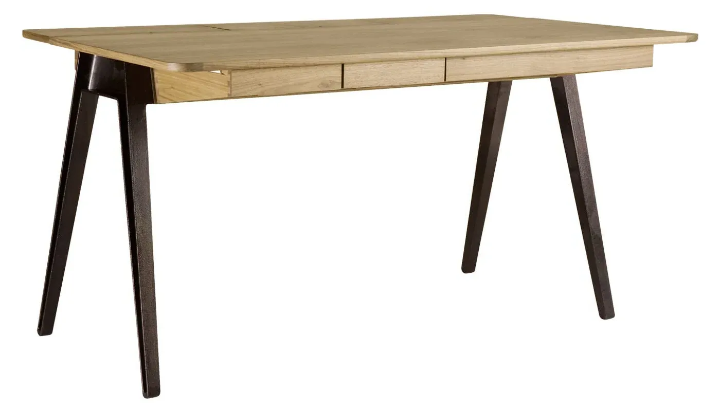 Desk with Drawers - Oak, Oiled Wood