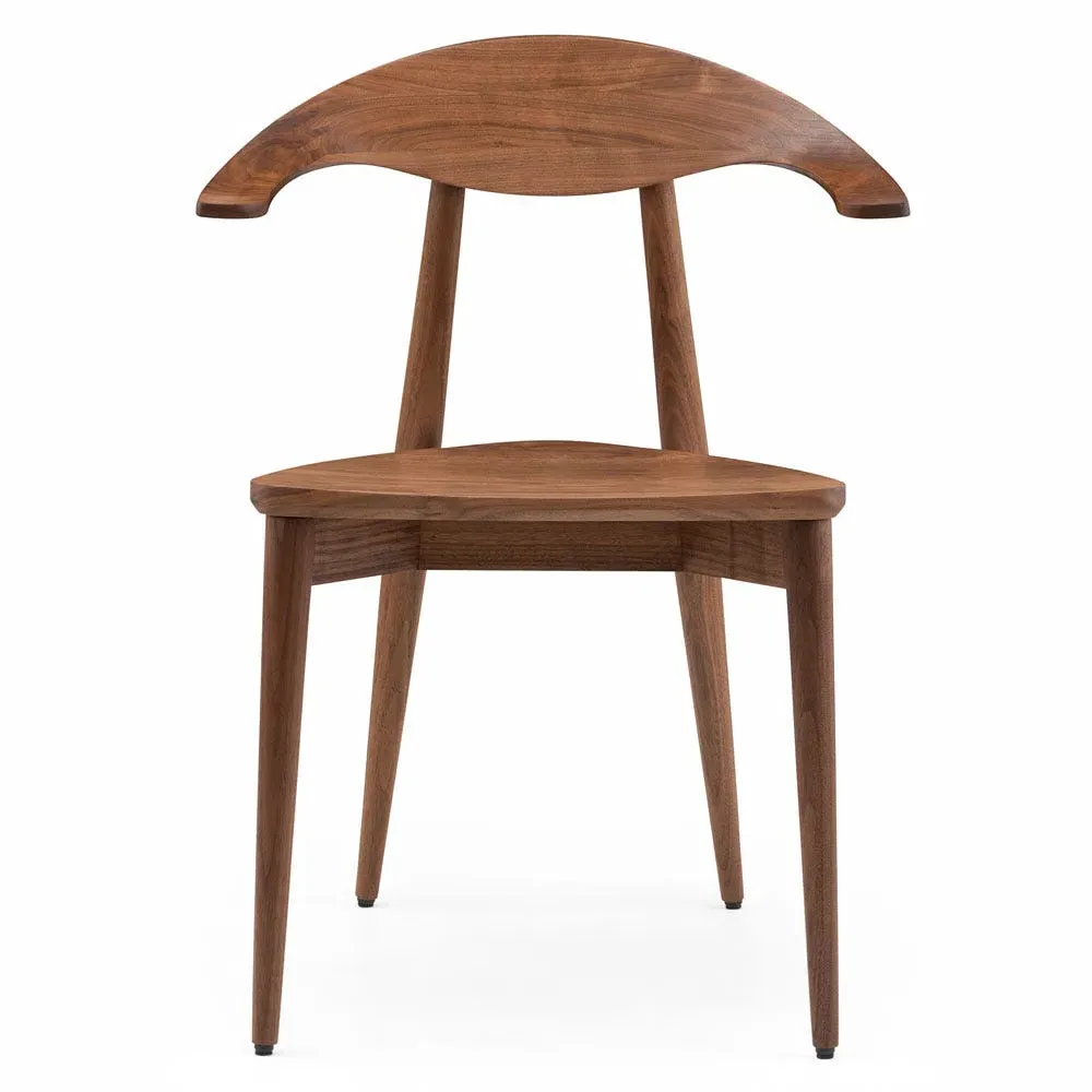Dining Chair with Carved Backrest - Walnut