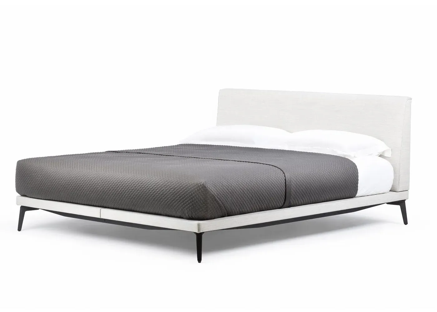 King Size Bed with Angular Headboard - Grey, Fabric image