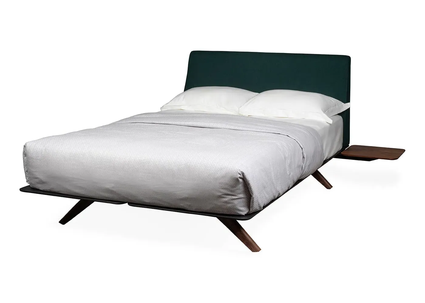 King Size Bed with Headboard - Green, Walnut image