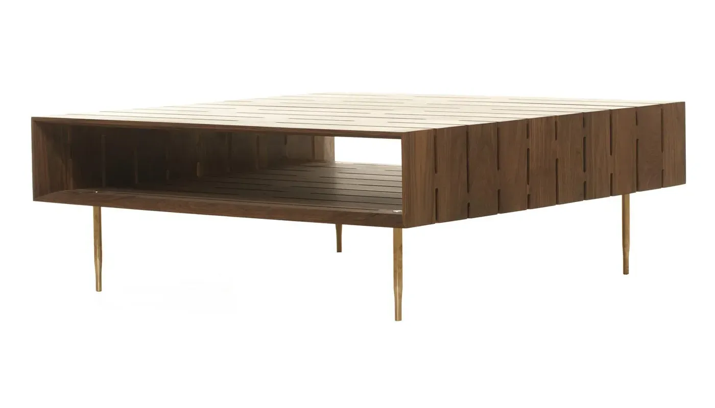 Large Coffee Table with Shelf - Walnut image