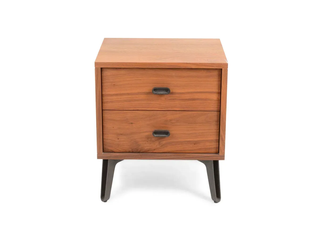 Square Bedside Table with Drawers - Walnut image