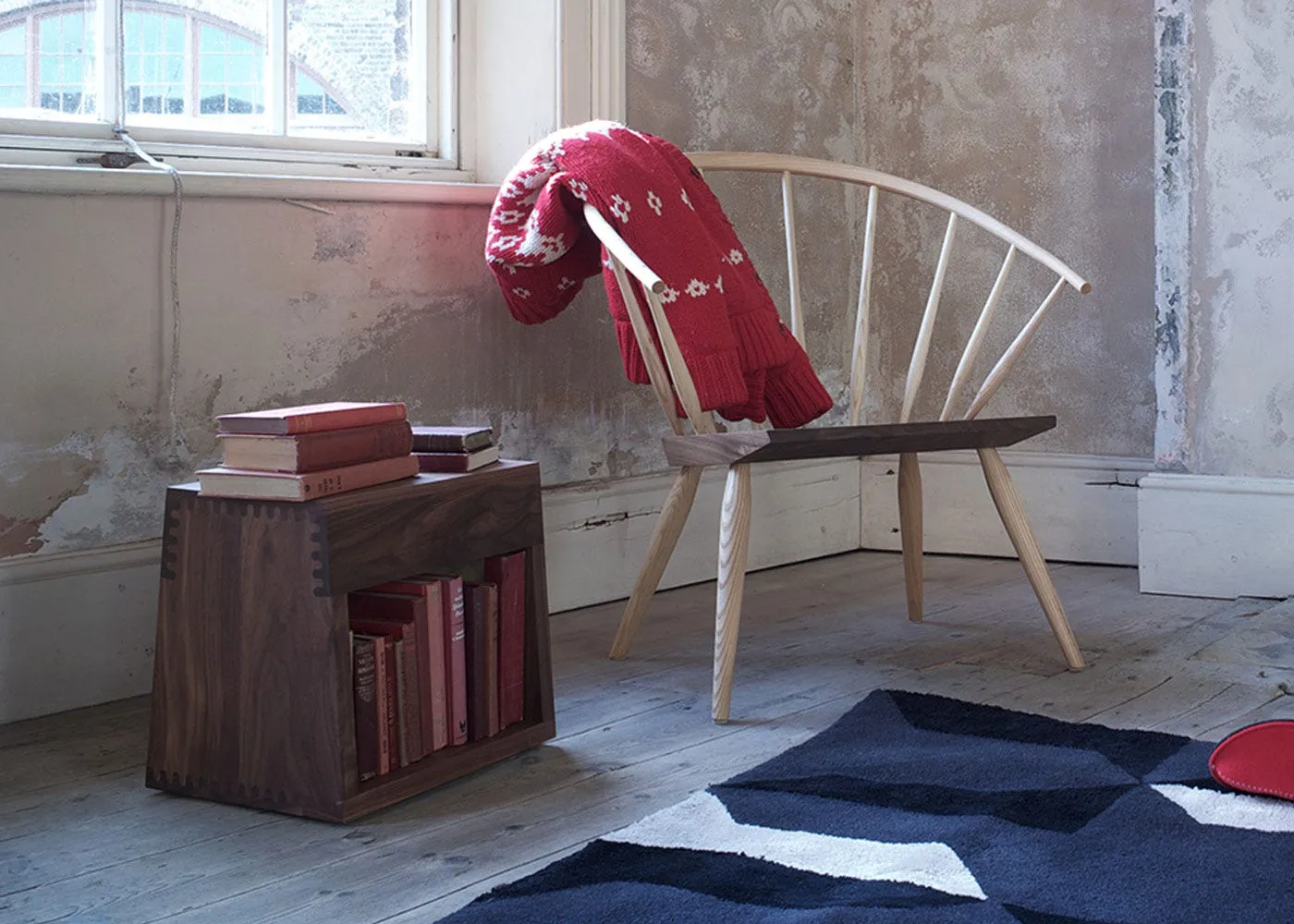 Tall Side Table with Shelf - Dark Wood, Walnut