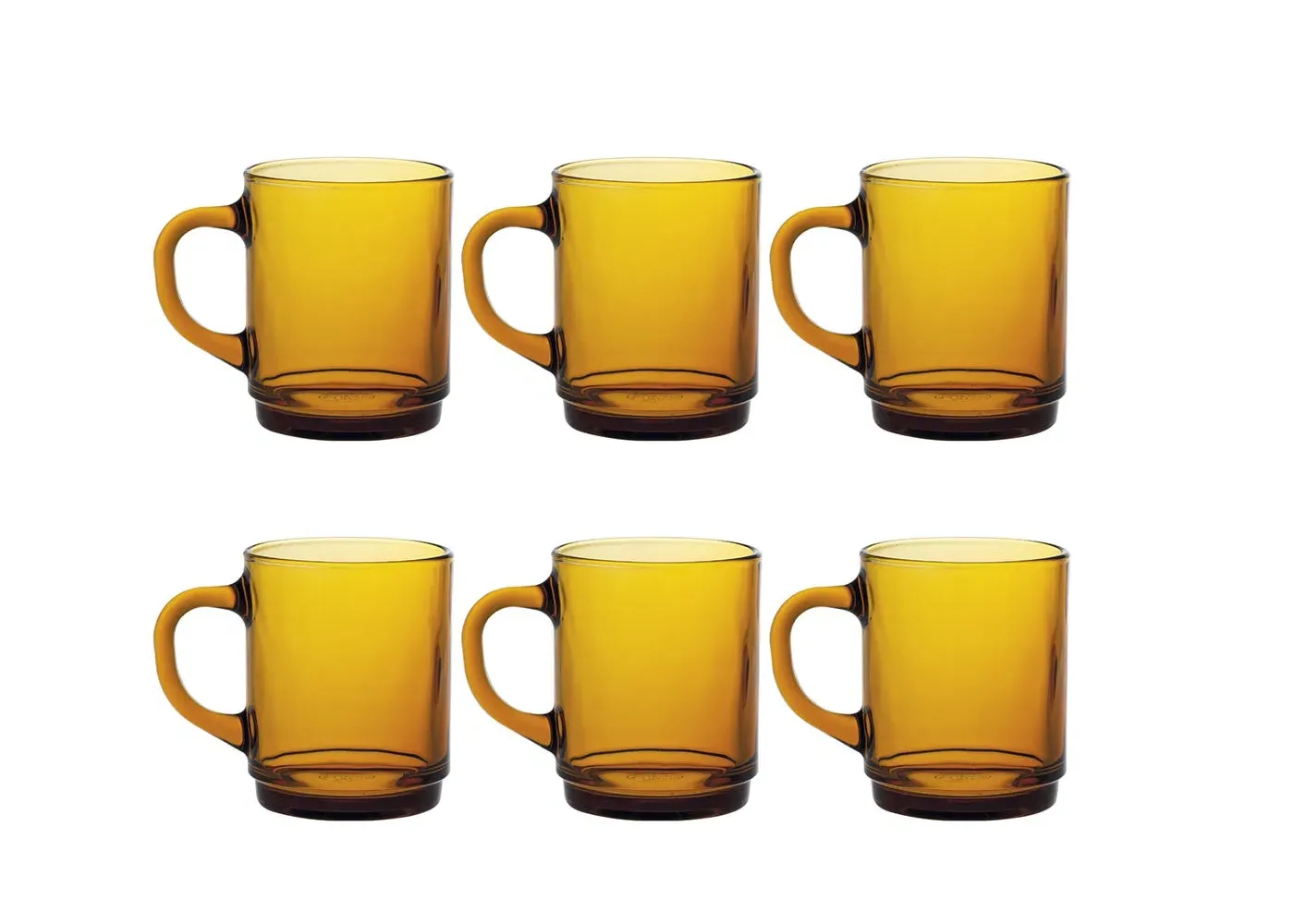 6-Piece Glass Mug Set - Amber, Tempered Glass image