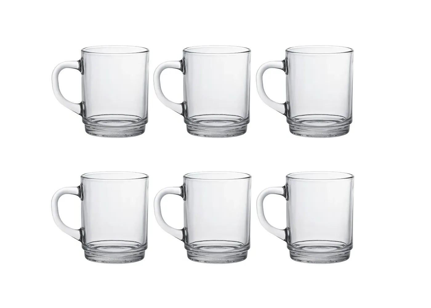 6-Piece Glass Mug Set - Clear, Tempered Glass