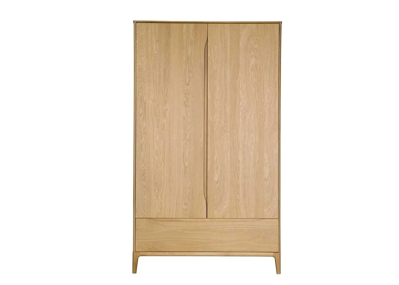 2-Door Wardrobe with Drawer - Light Wood, Oak image