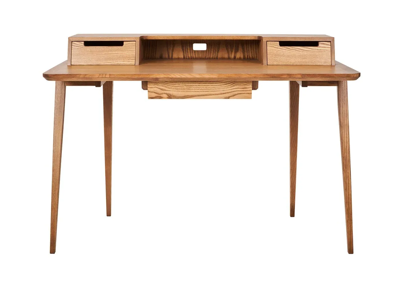2-Tier Desk with Storage - Dark Wood, Ash image