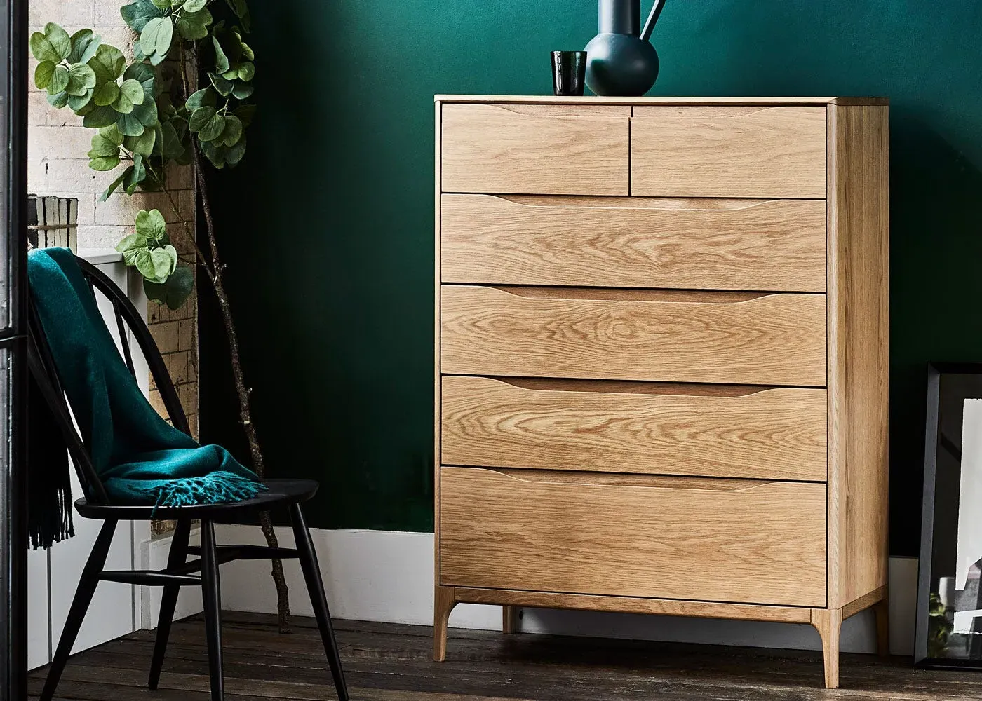 6-Drawer Chest Wide - Light Wood, Oak
